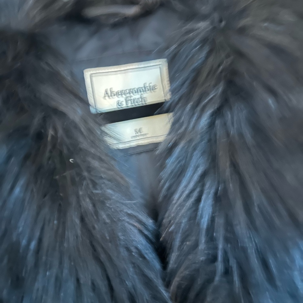 Abercrombie & Fitch Charcoal Faux Fur Vest